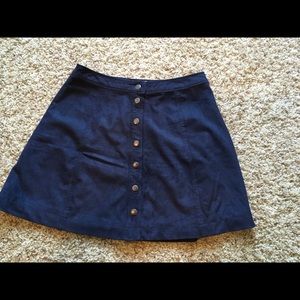 Navy Blue Suede Skirt
